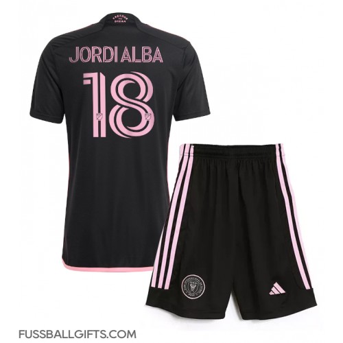 Inter Miami Jordi Alba #18 Fußballbekleidung Auswärtstrikot Kinder 2024-25 Kurzarm (+ kurze hosen)